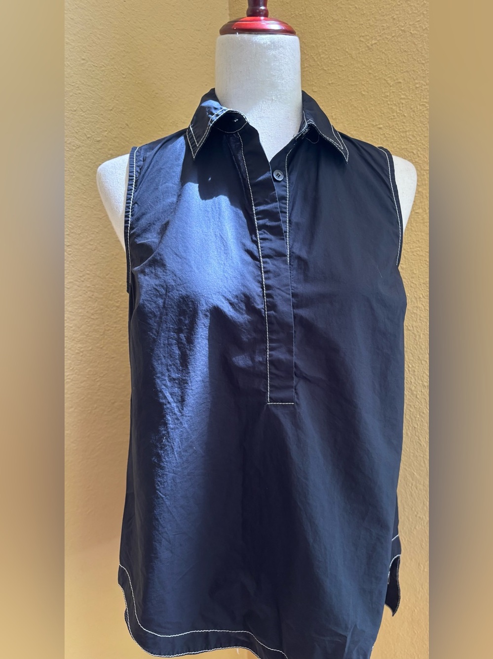 10 Crosby Derek Lam Black Collared tunic. White Stitching. Size 4. 100% cotton.